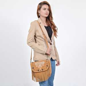 Dernière collection de sacs à bandoulière Western Concho Sac à bandoulière en cuir de daim Sac de conception de bottes cousues au prix de gros - Product Image 2