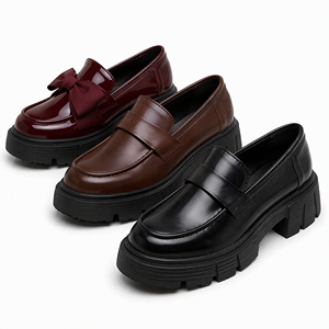 Zapatos Casuales de Plataforma con Suela de Goma y Punta Redonda para Mujer, Estilo Británico, para Caminar, Otoño-Primavera, Venta al Por Mayor - Product Image 1
