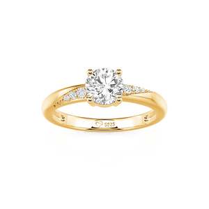 Jeulia Women's Classic Geometric Engagement <b>Ring</b>-Sterling <b>Silver</b> with Rhodium Plating Diamond Opal <b>Garnet</b> or Ruby - Product Image 3
