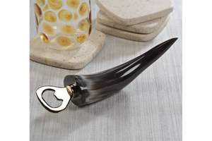 Abrebotellas de colección Vintage con mango de cuerno de búfalo chapado en oro y níquel duradero, herramientas de apertura pulidas, decoración de Bar de restaurante - Product Image 6