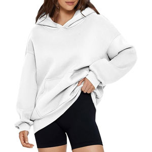Vente chaude Léger Quickdry Femmes Hoodies 100% Coton Goutte Épaule Conception Surdimensionnée Col Respirant Logo Personnalisé - Product Image 3