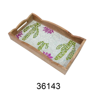 Plateau de service en bois design martelé ensemble de 2 plateaux en bois naturel design attrayant en nickel pour la décoration de la maison et de l'hôtel - Product Image 6