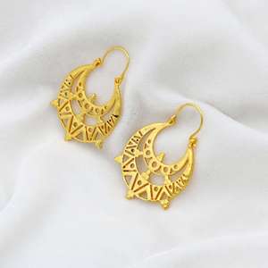 Pendientes de aro exclusivos hechos a mano en latón, estilo étnico, geométrico, vintage, tribal, al por mayor, para mujer, diseño personalizado. - Product Image 3