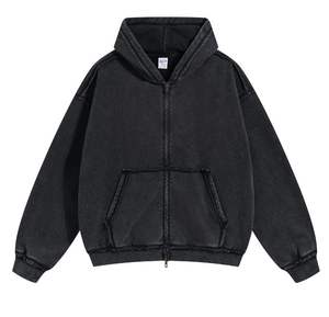 Sweat-shirt à capuche personnalisé en coton délavé, taille plus, pour homme, manches longues, style vintage - Product Image 4