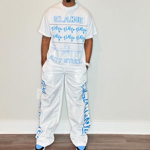 กางเกงวอร์มขาบานสำหรับผู้ชายกางเกงวอร์มผ้าฝ้ายฝรั่งเศสแบบปรับแต่งได้สำหรับวิ่งออกกำลังกายแบบมีซิปรูดแบบลำลอง - Product Image 5