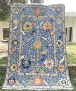 Alfombra de Lana Oushak Anudada a Mano, Multicolor, para Sala de Estar, Oficinas, Hoteles, Habitación Infantil - Product Image 4