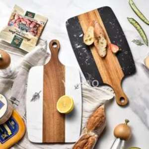 Planche à découper en bois et en marbre de qualité professionnelle dotée d'une construction durable et d'une finition lisse pour une utilisation efficace - Product Image 4