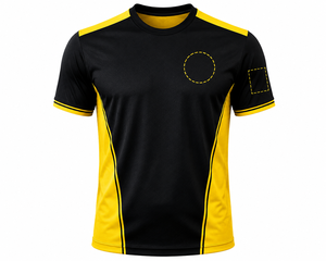 Maillot de football personnalisé noir et jaune bicolore, impression par sublimation du nom et du numéro, uniforme d'équipe, séchage rapide, vente en gros OEM - Product Image 1