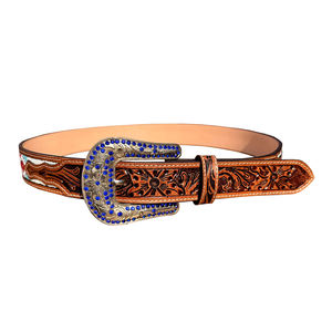 เข็มขัดหนังแท้คุณภาพพรีเมียม สไตล์ตะวันตก หัวเข็มขัดโลหะผสม ดีไซน์ปักลาย ใช้ได้ทั้งชายและหญิง ปรับแต่งสีและขนาดได้ ความกว้าง 40 มม. ทนทาน - Product Image 4