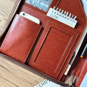 Customizable <b>A4</b> Zippered <b>Leather</b> Padfolio Briefcase LPF-0426 Portfolio <b>Folder</b> with Diverse Designs Genuine <b>Leather</b> Material - Product Image 1