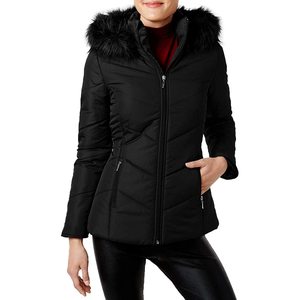Maralyn & Me Cappotto Imbottito con Cappuccio Antivento per Donne e Ragazze con Bordo in Pelliccia Sintetica Nero Taglia XS per l'Inverno - Product Image 1