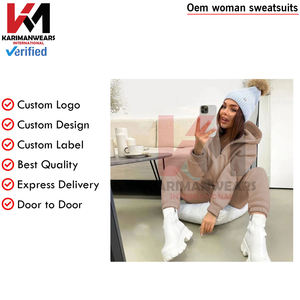 Conjunto de dos piezas para mujer Otoño Invierno Sudadera con capucha y cremallera Chaqueta gruesa y pantalones largos Chándal informal Estilo Chándales - Product Image 5