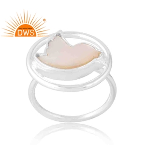 Anillo de piedras preciosas de nácar Natural de Plata de Ley 925, joyería personalizada para mujer, regalo para ella - Product Image 1