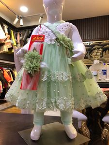 Children's Fancy White Satin <b>Top</b> Frock Unique Design Party Wear for Girls during Spring Season - Product Image 3