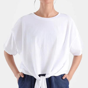 T-Shirts Women's Trendy Summer <b>Short</b>-Sleeved T-Shirts 100% Cotton Custom Knitted Wholesale Blank Oversize Design - Product Image 1