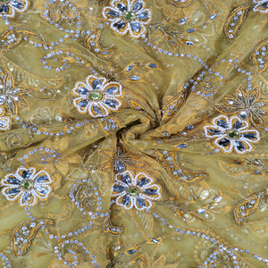 Superior Quality Nigerian Couture 5 Yard Red <b>Net</b> Lace <b>Fabric</b> With Floral PAttern And Intricate Embroidery Work For Wedding Wear - Product Image 6