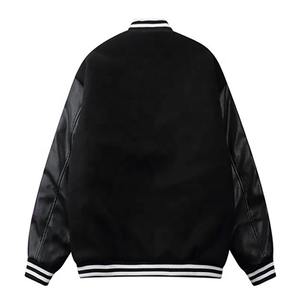 แจ็คเก็ตเบสบอลหนังปักลายตัวอักษร Men Letter Bones คุณภาพสูง สไตล์วิทยาลัย ลำลอง สตรีท  แบบสั่งทำพิเศษ - Product Image 4