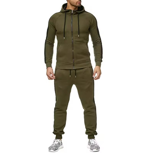 Ensemble de survêtement de sport décontracté pour homme, taille plus, logo personnalisé, coupe ajustée, fermeture éclair intégrale, jogging, 2 pièces - Product Image 4
