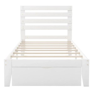 Lit plateforme double en bois de pin massif blanc et MDF avec tiroir pour chambre d'enfant ou école Fournisseur OEM du Vietnam - Product Image 1