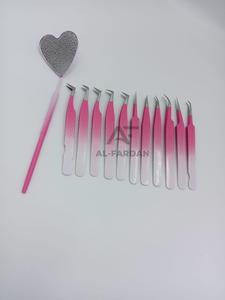 ชุดแหนบต่อขนตาจับเพชรสองสีชุดเต็มรูปหัวใจที่จับกระจกสีชมพูสีขาว - Product Image 6