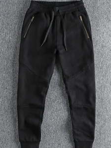 กางเกงวอร์มผ้ากำมะหยี่หนาแบบลำลองสำหรับผู้ชาย, กางเกงกีฬาผ้าโพลีเอสเตอร์/ ผ้าฝ้ายฟอกสีข้อเท้าหนาสไตล์อเมริกันฤดูใบไม้ร่วงฤดูหนาว - Product Image 5