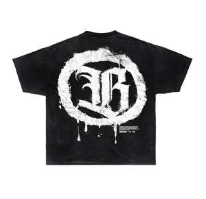 Camiseta estampada en la parte delantera y trasera de algodón de gran tamaño Vintage de talla grande camiseta gráfica al por mayor para hombres - Product Image 6