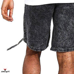 Pantalones cortos informales de alta calidad lavados con ácido, pantalones cortos de secado rápido de Color sólido teñido liso para hombres - Product Image 5