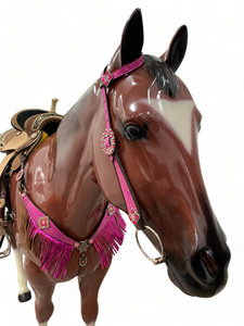 Imprimé Rose Léopard Cheval Tack Bride Western Argentine Cuir Headstall Collier De Poitrine Perlé Avec Plastron - Product Image 5