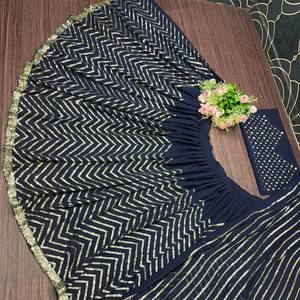 ชุดแต่งกายเจ้าสาว georgette ออกแบบใหม่ทำงานหนัก lehengas กับ dupatta - Product Image 1