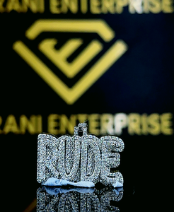 Pendentif Hip Hop lettre personnalisée, pendentif numéro Hip Hop pour hommes, pendentif Moissanite lettre RUDE, bijoux Ice Out Hip Hop - Product Image 1