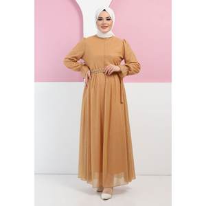 Vestido de Noche Casual ElbiseInci, Detalle de Línea A, Cuello Alto, Talla XS, Cintura Natural, Largo Maxi hasta la Rodilla, para Banquetes y Fiestas de Graduación, 100% Poliéster - Product Image 6