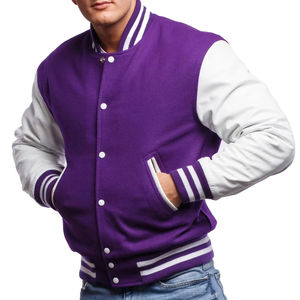 Prix de gros d'usine Quick Dry Leather Sleeve Varsity For Men Leather Sleeve CollegeBaseballjacket pour hommes DDP Shipping - Product Image 3