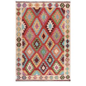 Alfombra Kilim de Maimana, Afganistán, 210 x 147 cm, Juego de Alfombras - Product Image 1