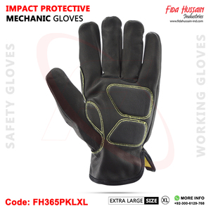 Gants de mécanicien de protection contre les chocs de sécurité antidérapants en cuir de chèvre TPR avec protection maximale dans le gant de conception de pouce Keystone - Product Image 3