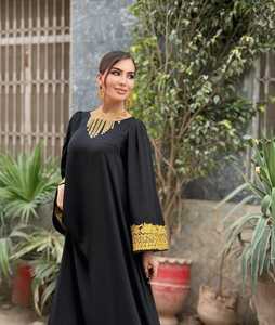 ชุดเดรสลำลองของชนเผ่า afghan kuchi สำหรับผู้หญิงชุดเดรสลูกไม้ตกแต่งสำหรับงานแต่งงานเจ้าสาวมีซิปสีทึบสำหรับ100% - Product Image 3