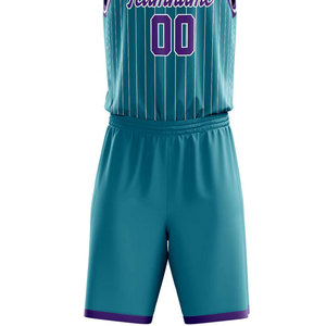 À la mode personnalisé bleu rayé hommes basket uniforme impression personnalisée col en V sans manches Polyester basket-ball uniformes pour hommes porter - Product Image 5