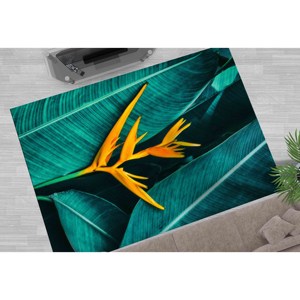 Tapis imprimé de fleurs tropicales : Décoration de bureau, botanique, grand format, facile à nettoyer, tapis en velours - Product Image 2