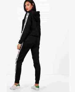 Conjunto Deportivo de Chándal con Logotipo Personalizado para Mujer, con Franja Lateral, de Forro Polar, Informal, para Correr, Ropa Deportiva de Dos Piezas - Product Image 4