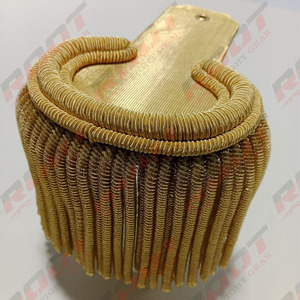 Épaulettes de luxe brodées de premier rang, épaulettes de cérémonie, uniforme de théâtre, style fil de bullion, frange dorée - Product Image 6