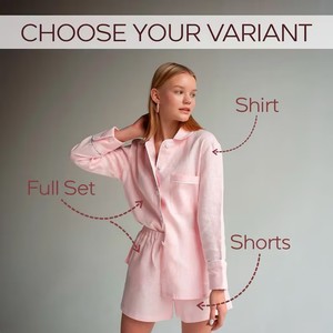 Set estivo in <span class=keywords><strong>lino</strong></span> estivo camicia spogliata maglia da <span class=keywords><strong>donna</strong></span> in <span class=keywords><strong>lino</strong></span> a maniche lunghe pantaloncini a vita alta e camicia da <span class=keywords><strong>donna</strong></span> - Product Image 3