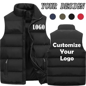 Gilet pour hommes personnalisé manteaux et vestes épais col montant couleur unie gilet en coton veste en duvet de canard sans manches - Product Image 1