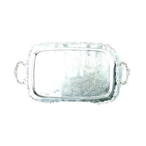 Bandeja de comida de metal plateado de primera calidad, diseño elegante duradero, ideal para uso diario y festivo en el hogar, restaurante, uso en bodas, los mejores precios - Product Image 1