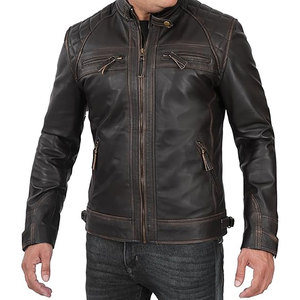 Wholesale <b>Zip</b> <b>Up</b> Biker Leather Coats Oem New Casual Leather Boomber <b>Jacket</b> Windproof Custom Sheep Skin Zipper <b>jacket</b> for men - Product Image 3