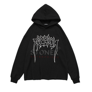 Sweat-shirt à capuche personnalisé pour homme en molleton de coton épais, coupe oversize, style streetwear décontracté, vierge, pour la vente en gros, OEM, ODM - Product Image 1
