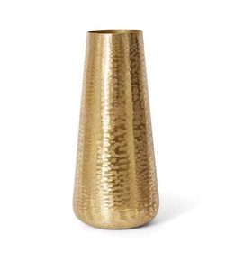 Floreros de metal Estilo moderno Decoración para el hogar Escritorio Calidad Premium Diseño antiguo Florero de forma redonda recubierto de oro. - Product Image 2