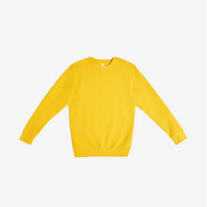 Sweat-shirt à manches longues à col rond de qualité supérieure, coupe classique, jaune, sweat-shirts à col rond décontractés jaunes - Product Image 1