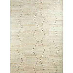 Alfombra de Lana Afgana Anudada a Mano Zuri Ivory, Patrón Geométrico Abstracto Enm-3054, Alfombra Rectangular Nueva para Sala de Estar o Pasillo, Viscosa - Product Image 1