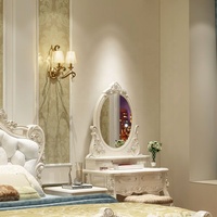 Ensemble de lit de style américain en bois massif de haute qualité, avec commode et table de chevet blanches pour la chambre à coucher, ensembles de meubles de chambre à coucher