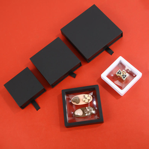 Boîte de présentation de bijoux de luxe personnalisée avec logo, en film PE flottant, vente en gros, boîte d'emballage de bijoux en film PE noir et blanc avec tiroir, en vrac - Product Image 3