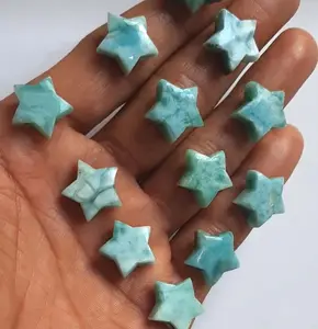 Natural liso 15 mm cabujón Larimar piedra preciosa colgante en forma de estrella para la fabricación de joyas IGI certificado Venta de verano - Product Image 1